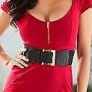 Belted Zip Front Cap Sleeve Dress